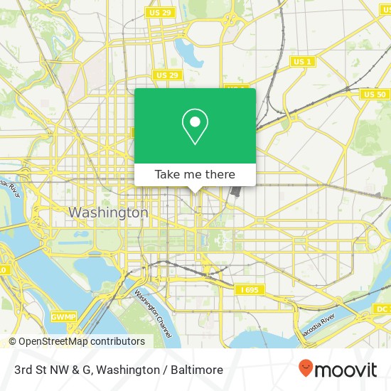 Mapa de 3rd St NW & G, Washington, DC 20001