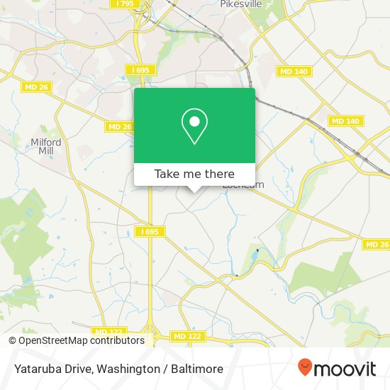 Mapa de Yataruba Drive, Yataruba Dr, Lochearn, MD 21207, USA
