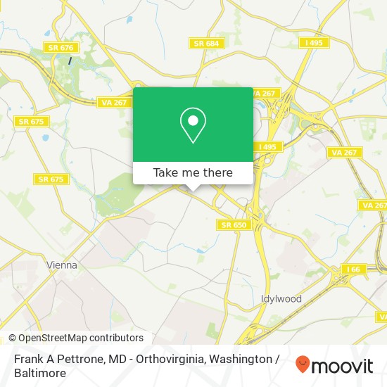 Frank A Pettrone, MD - Orthovirginia, 8320 Old Courthouse Rd map