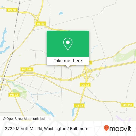Mapa de 2729 Merritt Mill Rd, Salisbury, MD 21804