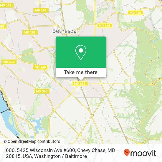 Mapa de 600, 5425 Wisconsin Ave #600, Chevy Chase, MD 20815, USA