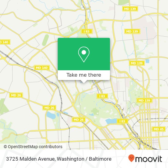Mapa de 3725 Malden Avenue, 3725 Malden Ave, Baltimore, MD 21211, USA