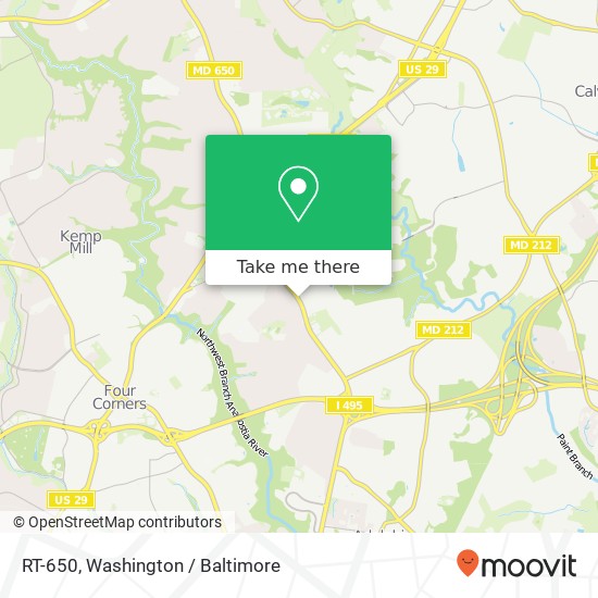 Mapa de RT-650, Silver Spring, MD 20903