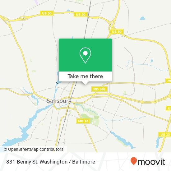 Mapa de 831 Benny St, Salisbury, MD 21804