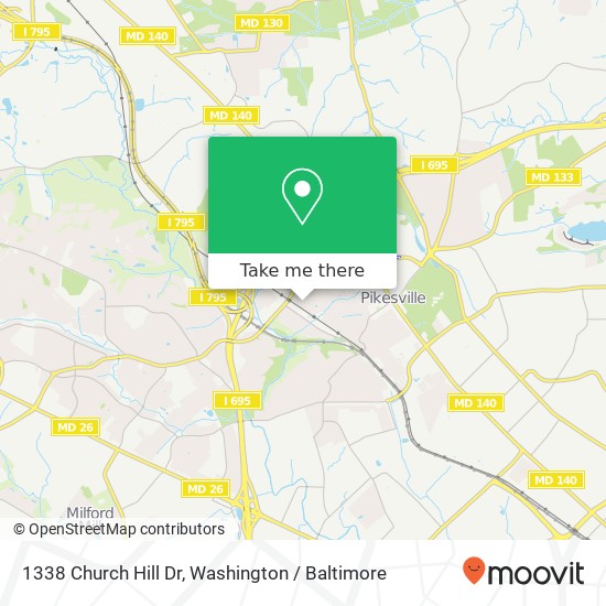 Mapa de 1338 Church Hill Dr, Pikesville, MD 21208