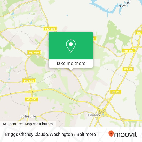 Mapa de Briggs Chaney Claude, Silver Spring, MD 20905