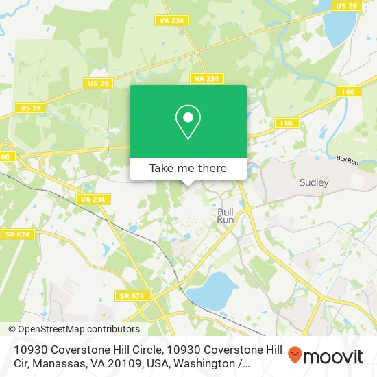 Mapa de 10930 Coverstone Hill Circle, 10930 Coverstone Hill Cir, Manassas, VA 20109, USA