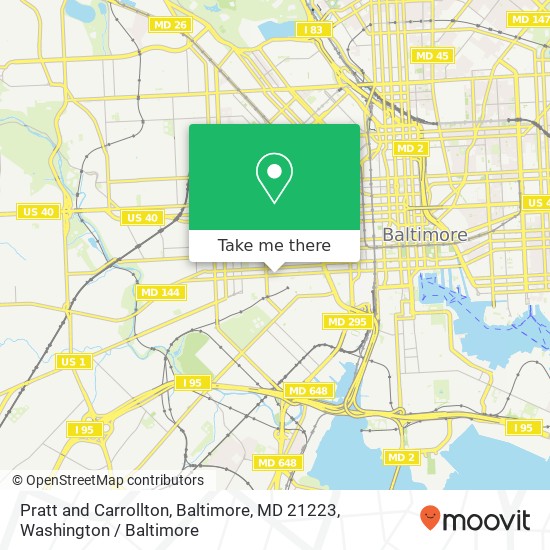 Pratt and Carrollton, Baltimore, MD 21223 map