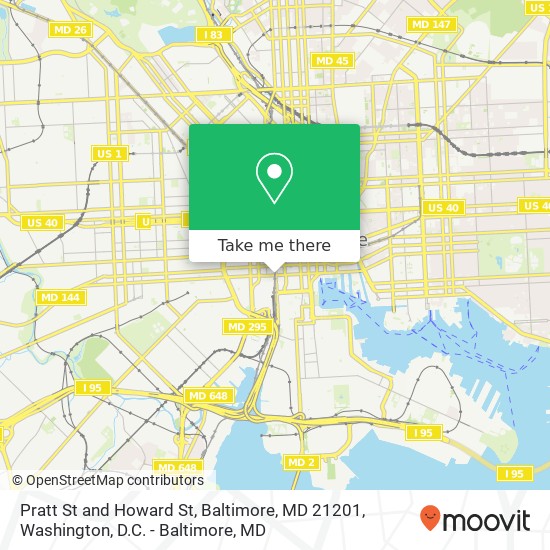 Mapa de Pratt St and Howard St, Baltimore, MD 21201