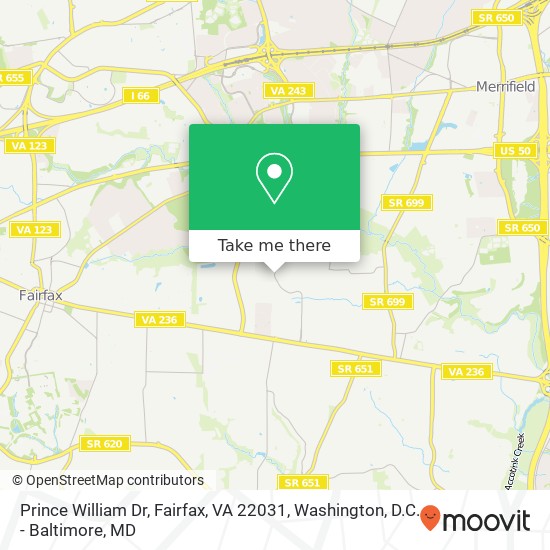 Prince William Dr, Fairfax, VA 22031 map