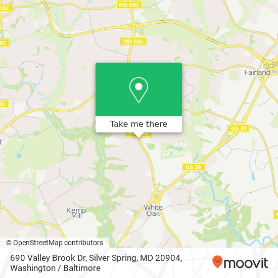 Mapa de 690 Valley Brook Dr, Silver Spring, MD 20904