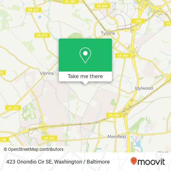 423 Onondio Cir SE, Vienna, VA 22180 map