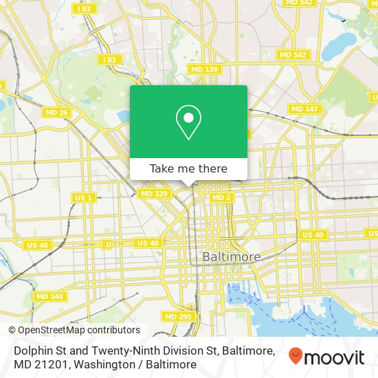 Mapa de Dolphin St and Twenty-Ninth Division St, Baltimore, MD 21201