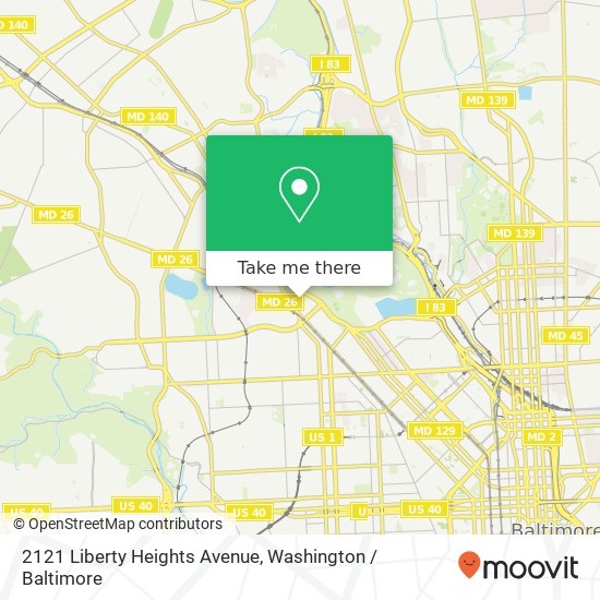 Mapa de 2121 Liberty Heights Avenue, 2121 Liberty Heights Ave, Baltimore, MD 21217, USA