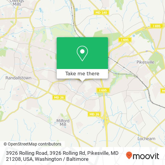 Mapa de 3926 Rolling Road, 3926 Rolling Rd, Pikesville, MD 21208, USA