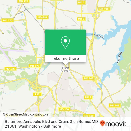 Mapa de Baltimore Annapolis Blvd and Crain, Glen Burnie, MD 21061