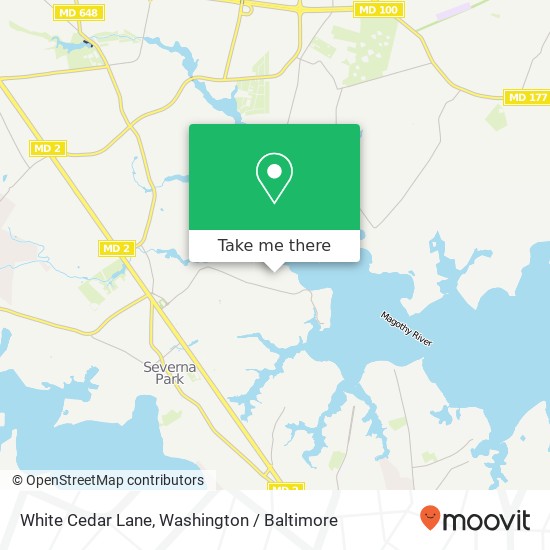 Mapa de White Cedar Lane, White Cedar Ln, Severna Park, MD 21146, USA