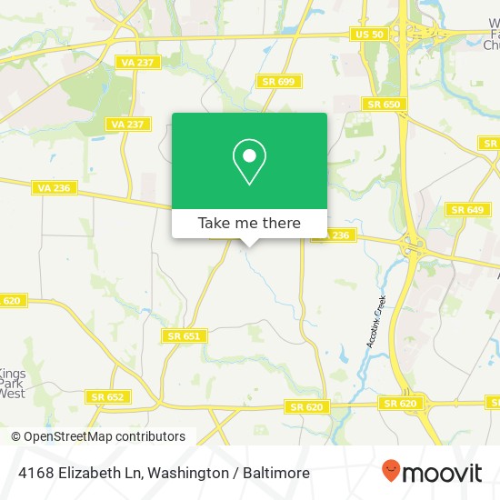 Mapa de 4168 Elizabeth Ln, Fairfax, VA 22032