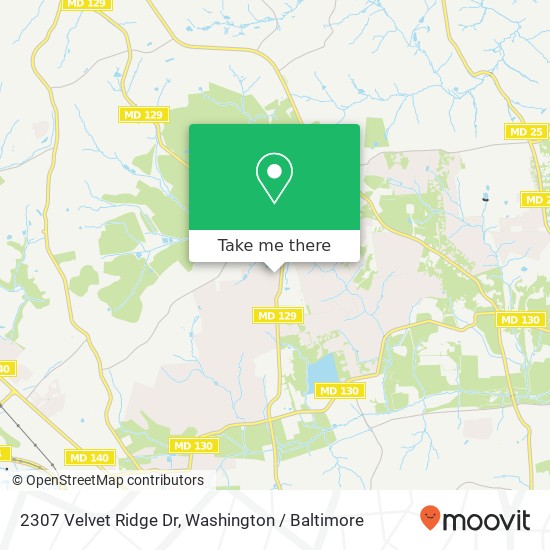 Mapa de 2307 Velvet Ridge Dr, Owings Mills, MD 21117