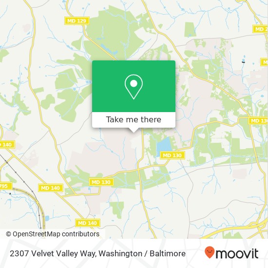 Mapa de 2307 Velvet Valley Way, Owings Mills, MD 21117