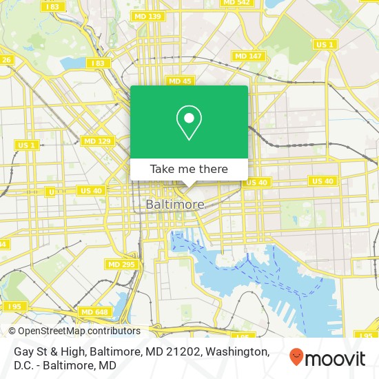 Mapa de Gay St & High, Baltimore, MD 21202