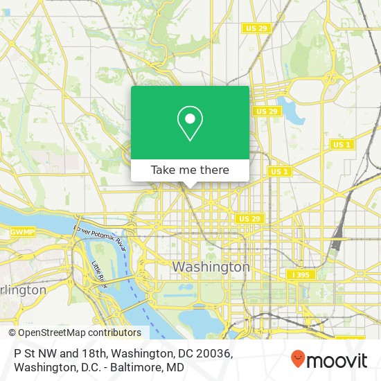 P St NW and 18th, Washington, DC 20036 map