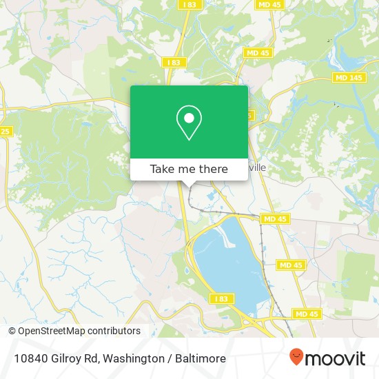 Mapa de 10840 Gilroy Rd, Hunt Valley, MD 21031