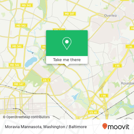 Mapa de Moravia Mannasota, Baltimore, MD 21206