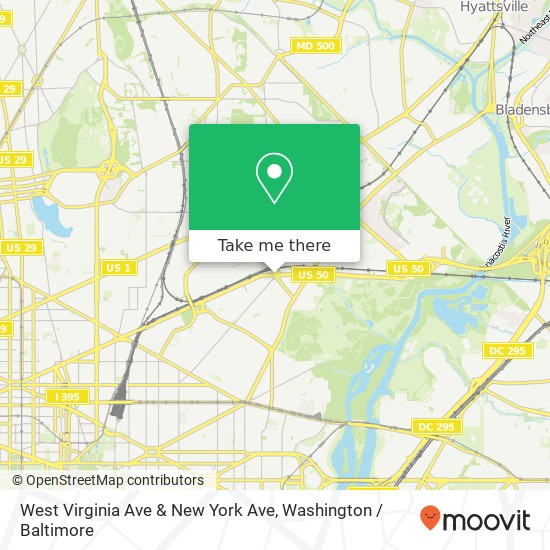 Mapa de West Virginia Ave & New York Ave, Washington, DC 20002