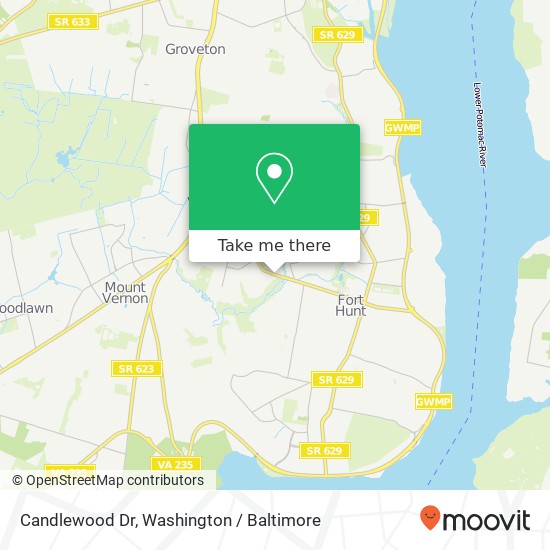 Mapa de Candlewood Dr, Alexandria (FORT HUNT), VA 22308
