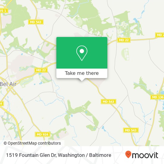 Mapa de 1519 Fountain Glen Dr, Bel Air, MD 21015