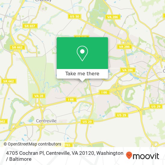 Mapa de 4705 Cochran Pl, Centreville, VA 20120