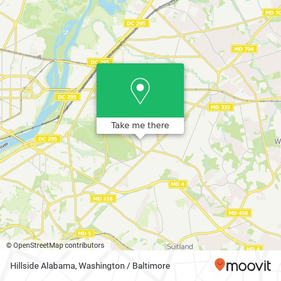 Mapa de Hillside Alabama, Washington, DC 20019