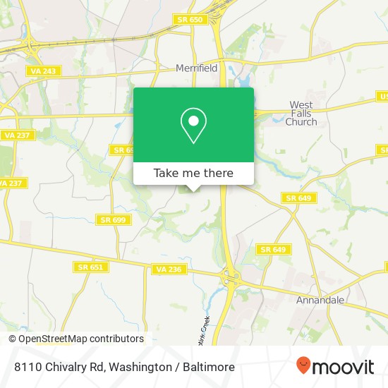 Mapa de 8110 Chivalry Rd, Annandale, VA 22003