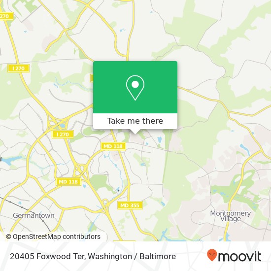 Mapa de 20405 Foxwood Ter, Germantown, MD 20876