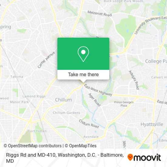 Riggs Rd and MD-410 map