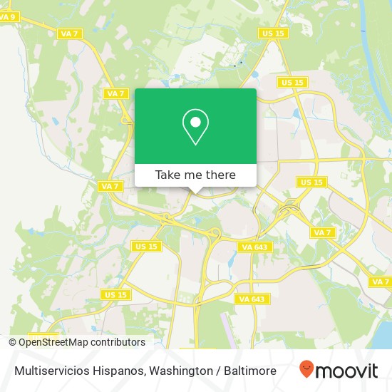 Mapa de Multiservicios Hispanos, 15 Catoctin Cir SE
