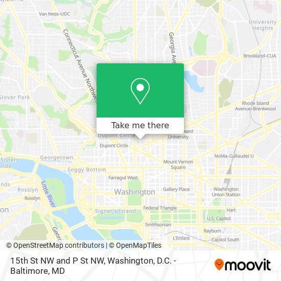 15th St NW and P St NW map