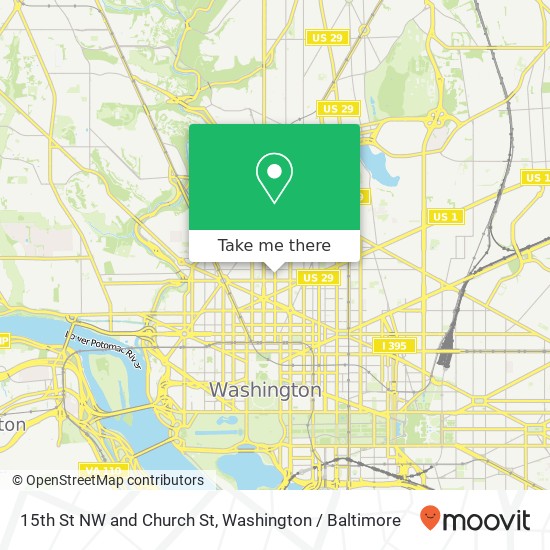 Mapa de 15th St NW and Church St, Washington, DC 20005