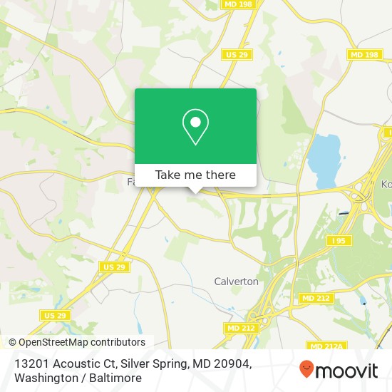 Mapa de 13201 Acoustic Ct, Silver Spring, MD 20904