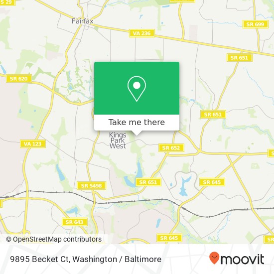 Mapa de 9895 Becket Ct, Fairfax, VA 22032