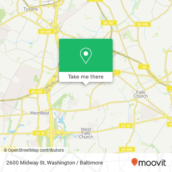 Mapa de 2600 Midway St, Falls Church, VA 22046