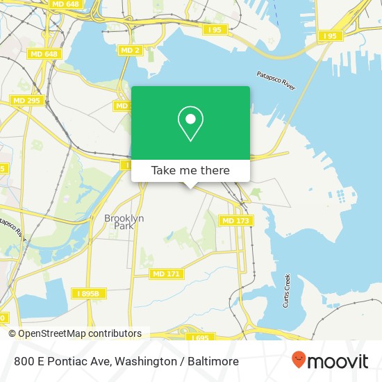 Mapa de 800 E Pontiac Ave, Brooklyn, MD 21225