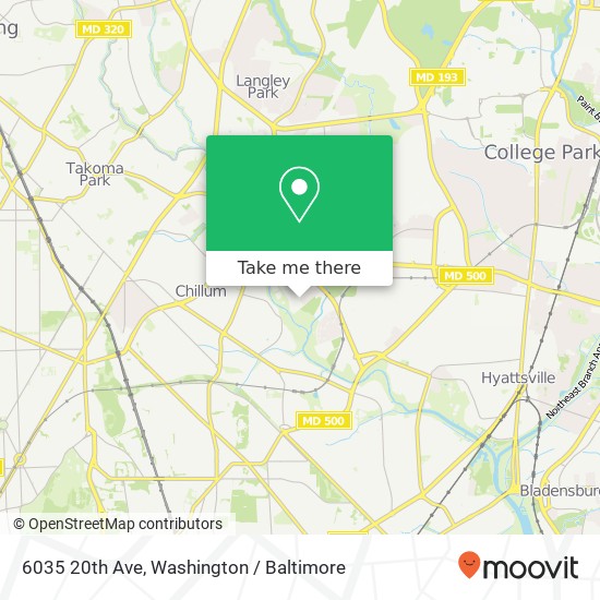 Mapa de 6035 20th Ave, Hyattsville, MD 20782