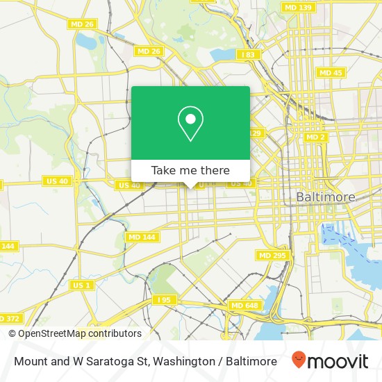 Mapa de Mount and W Saratoga St, Baltimore, MD 21223