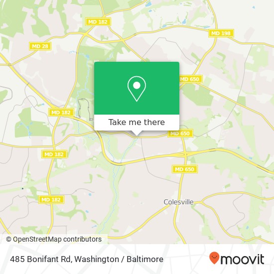 Mapa de 485 Bonifant Rd, Silver Spring, MD 20905