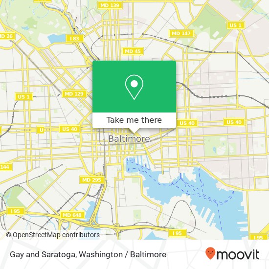 Gay and Saratoga, Baltimore, MD 21202 map