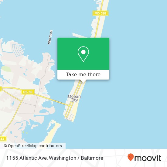 Mapa de 1155 Atlantic Ave, Ocean City, MD 21842