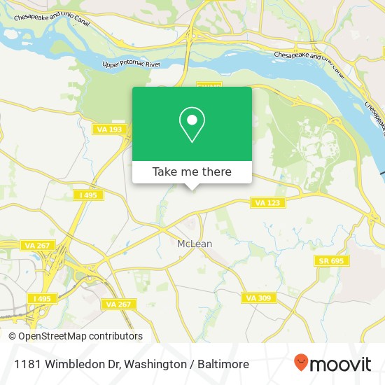 1181 Wimbledon Dr, McLean, VA 22101 map