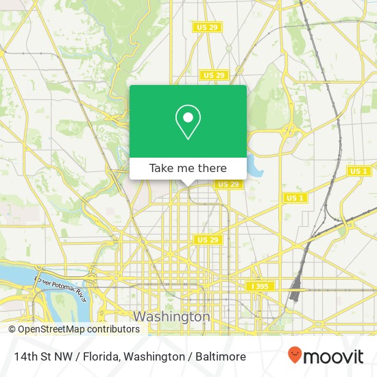 Mapa de 14th St NW / Florida, Washington, DC 20009